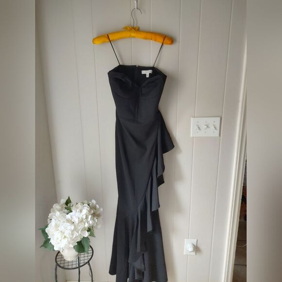 Dress the Population Black Crepe Paris Mermaid Gown Dress Size Medium NWT - Picture 2 of 8